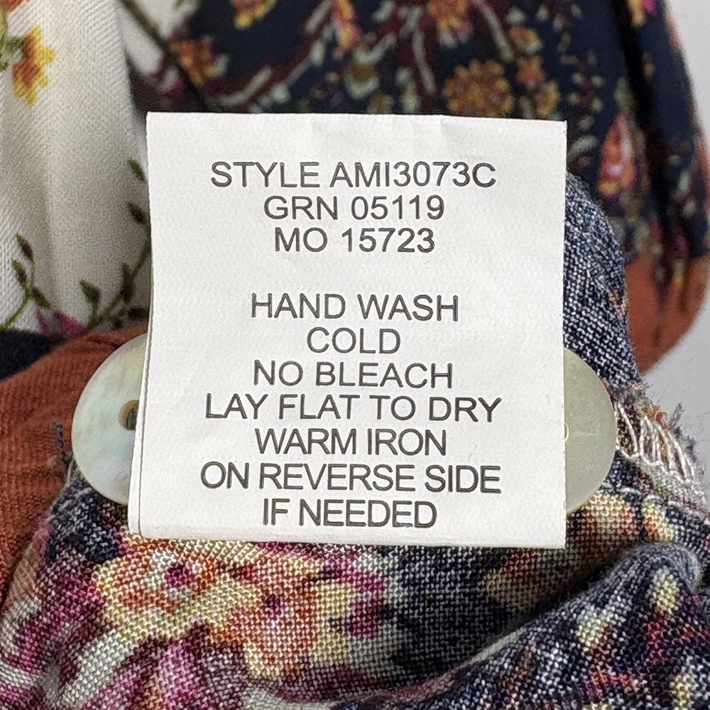Fig and Flower‎ Womens Boho Peasant Pullover Top Size L Rayon Multicolor Floral - Picture 6 of 8